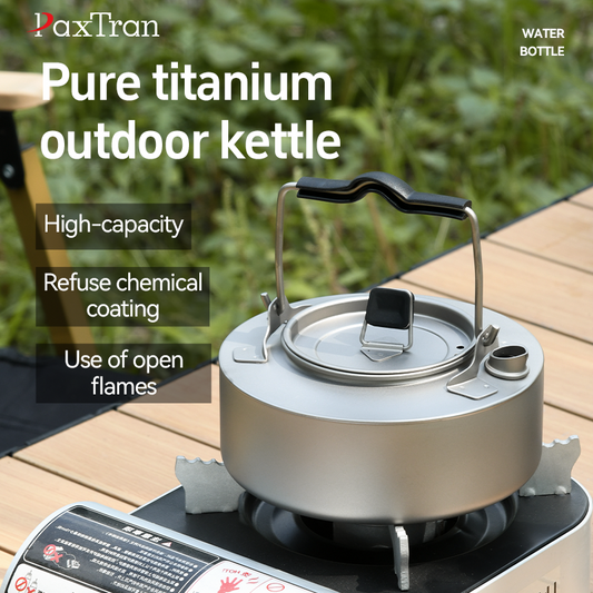 800ML Ultralight Portable Outdoor Titanium Water Kettle Picnic Cooking Camping Kettle with Filter Pure Titanium Material